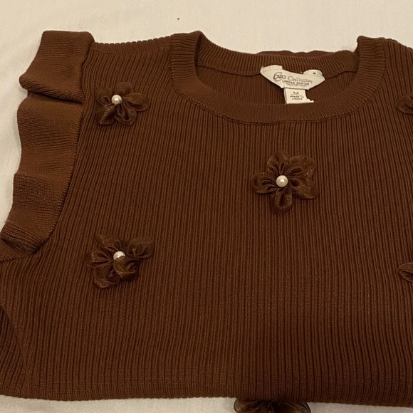 Cato Brown Ruffle Sleeve Top - Picture 10 of 10